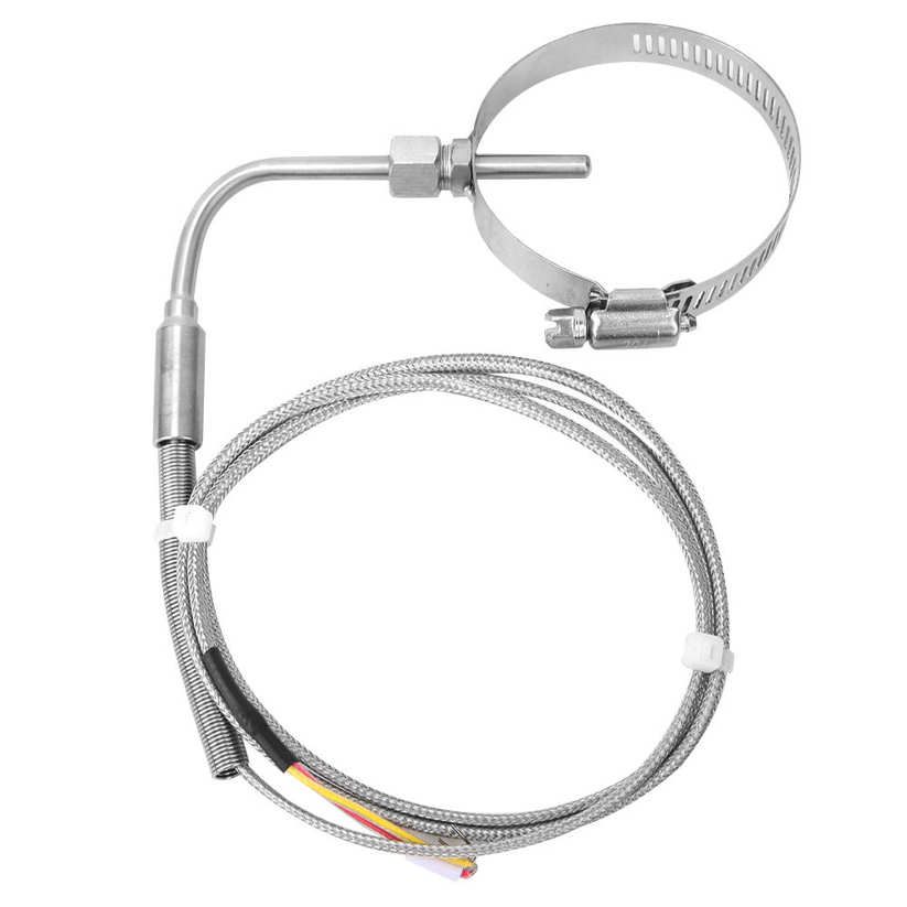 K-Type Temperature Sensor Elbow Exposed Tip Stainless Steel Probe with Retractable Circle 1m / 3.3ft Line
