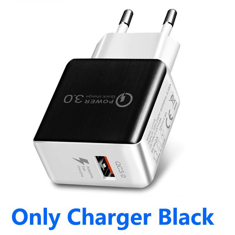 Quick Charge 3.0 18W USB Charger QC 3.0 Fast Charging Wall Phone Charger For Samsung A82 A72 A52 5G S21 Type C USB Charger Cable