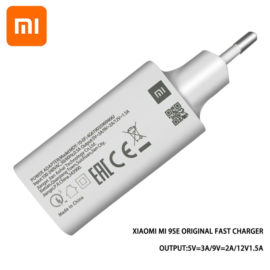 Xiaomi MDY-10-EF Mi 9SE Quick Charger USB EU Plug 18W Adapter Type C Cable For Mi Note 10 Lite Redmi 10X 10 Ultra Note 9 9s 9A