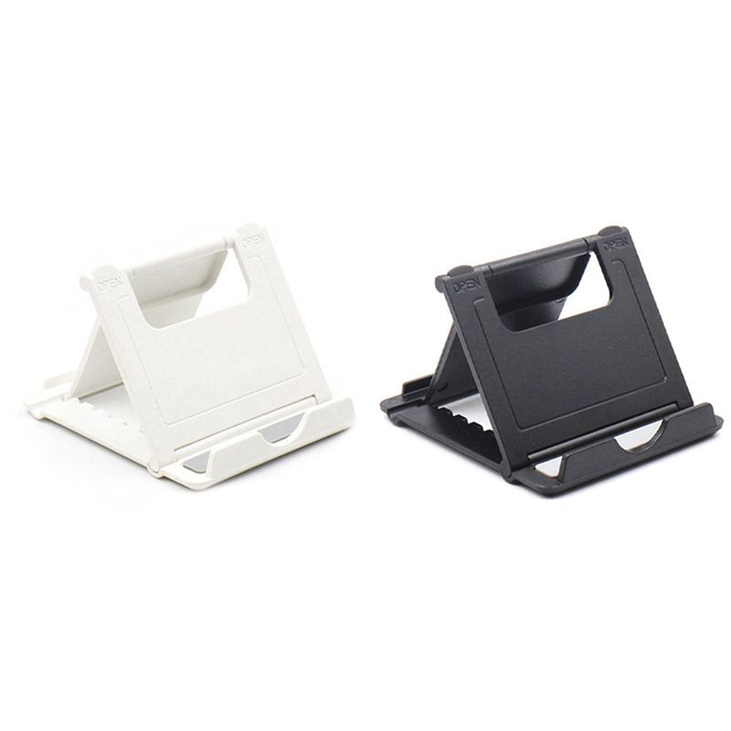 2x Tablet Stand Desktop Support Portable Double Folding Stand Suitable for iPhone iPad Samsung Huawei White & Black