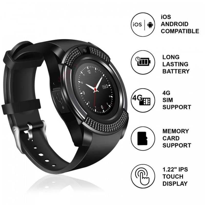 V8 Smart watch SIM, Bluetooth and Memory Card Supported LSB Base Camera