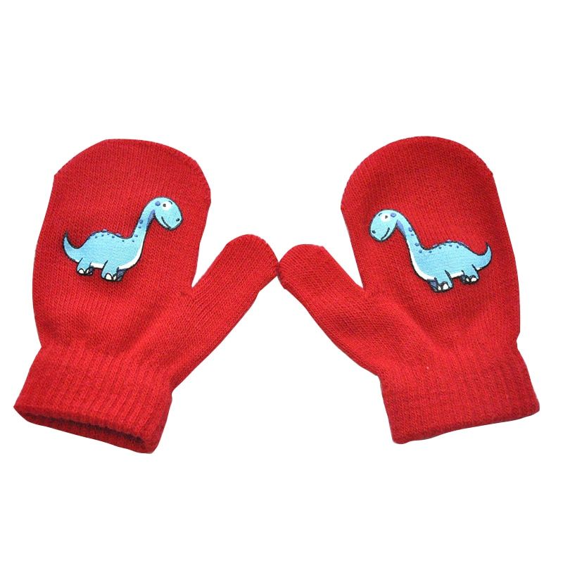 Winter Warm Gloves for Children 1-5years 6colors Thickened Kids Baby Mittens Outdoor Sports Warm Gloves Cute Dinosaur Cartoon
