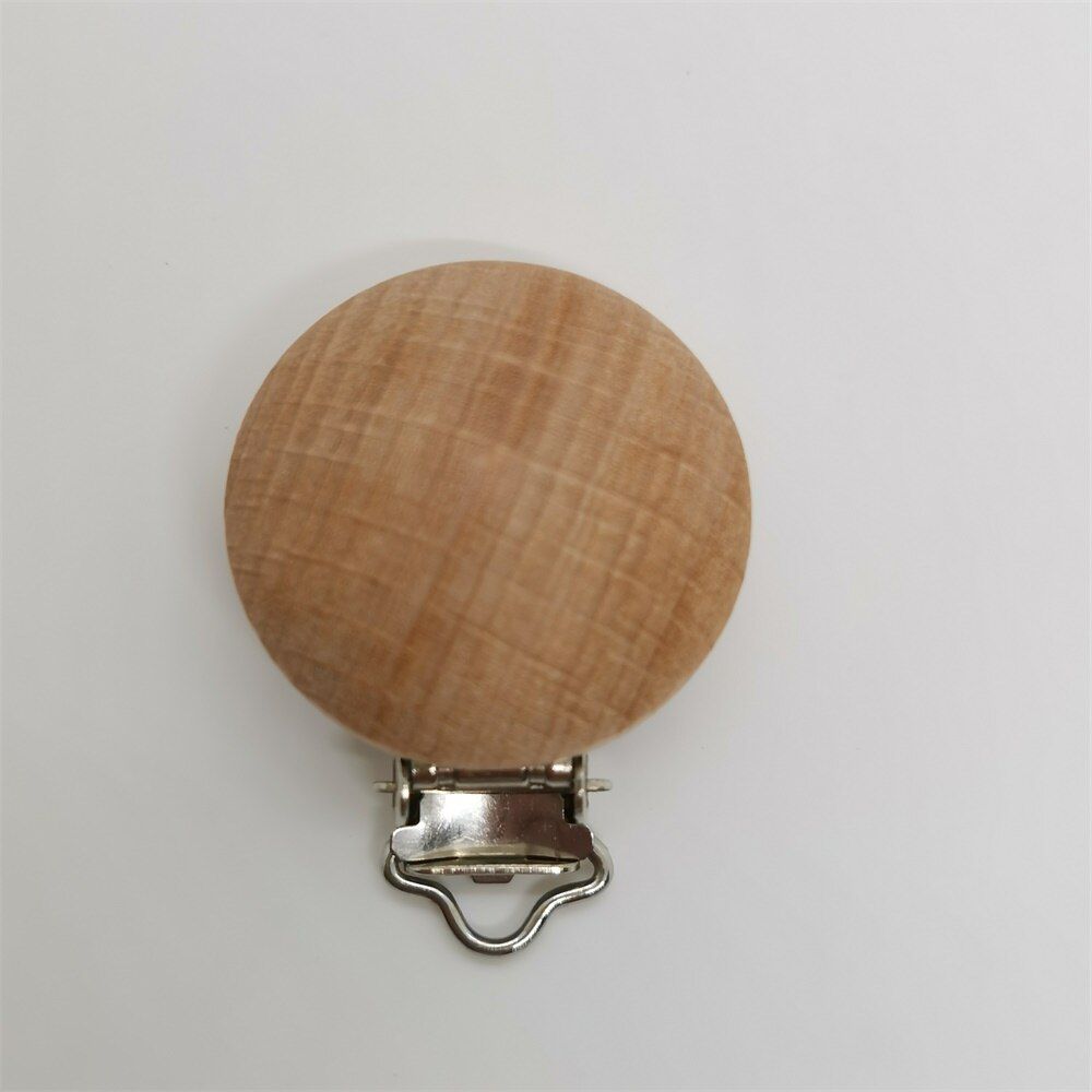 Chishty Wooden Pacifier Clip Natural Beech Wood safe Baby Pacifier Clips Dummy Clips DIY Pacifier Chain Accessory