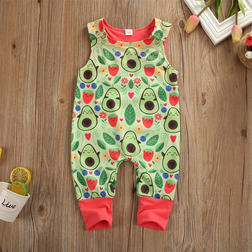 Newborn Baby Boy Girl Romper Clothes Cartoon Print Sleeveless Romper Jumpsuit Playsuit Outfit