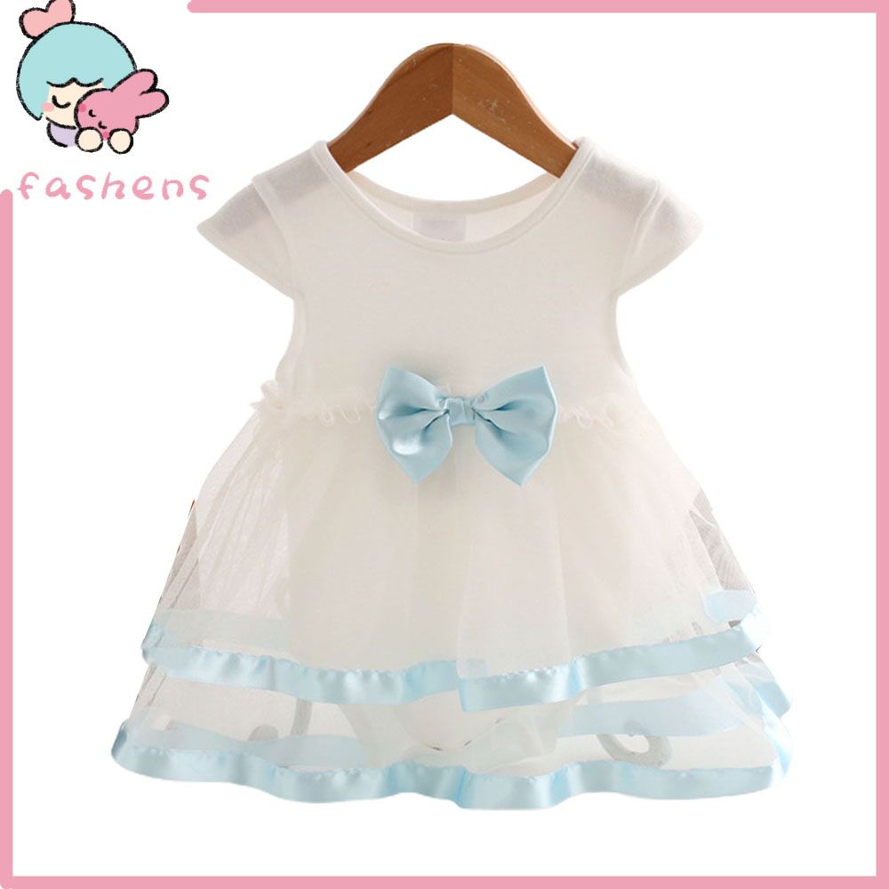 6-24 Months Girl Dress Lovely Net Yarn Splicing O-neck Baby One-piece Romper Mesh Dress for Party
