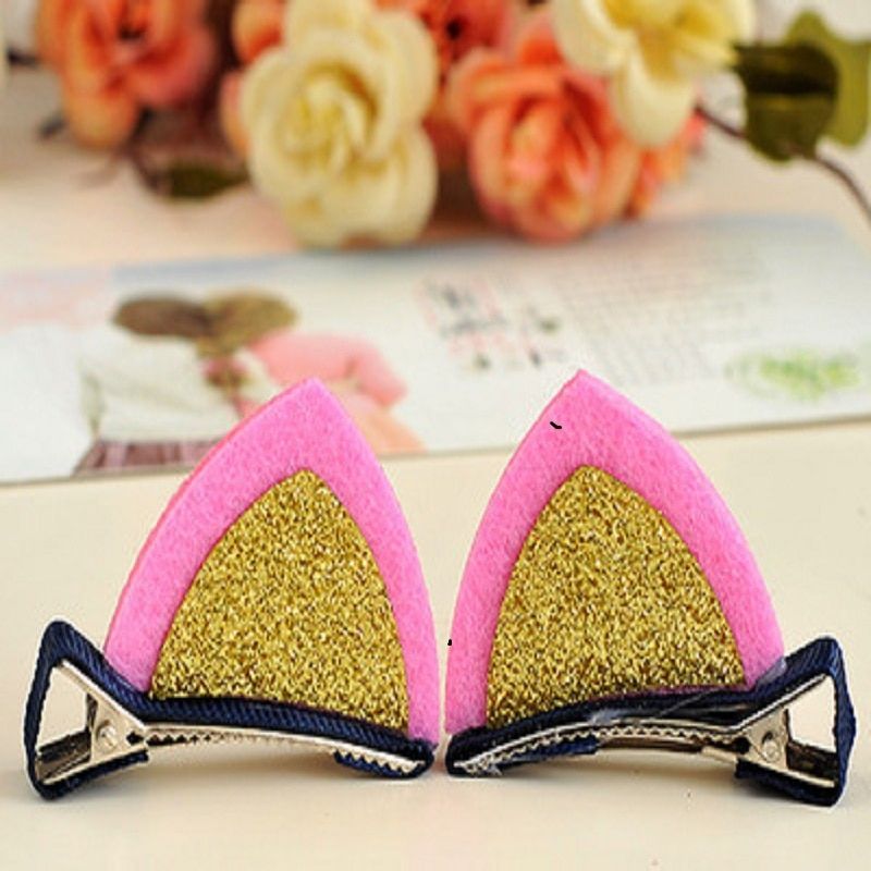 2 pcs Girl hairpin cute three-dimensional sequins cat ears child hairpin cute baby clip hairpin side clip holiday gift