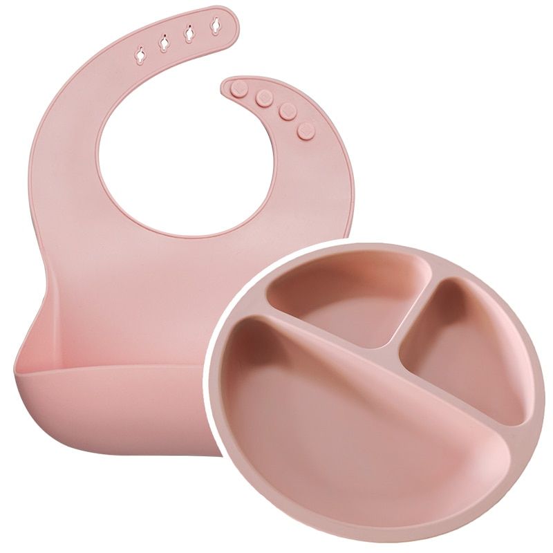 BPA Free Baby Silicone Feeding Platos Baby Bibs Suite Fashionable Pure Children's dishes Bowl Baby Stuff tableware dropshipping