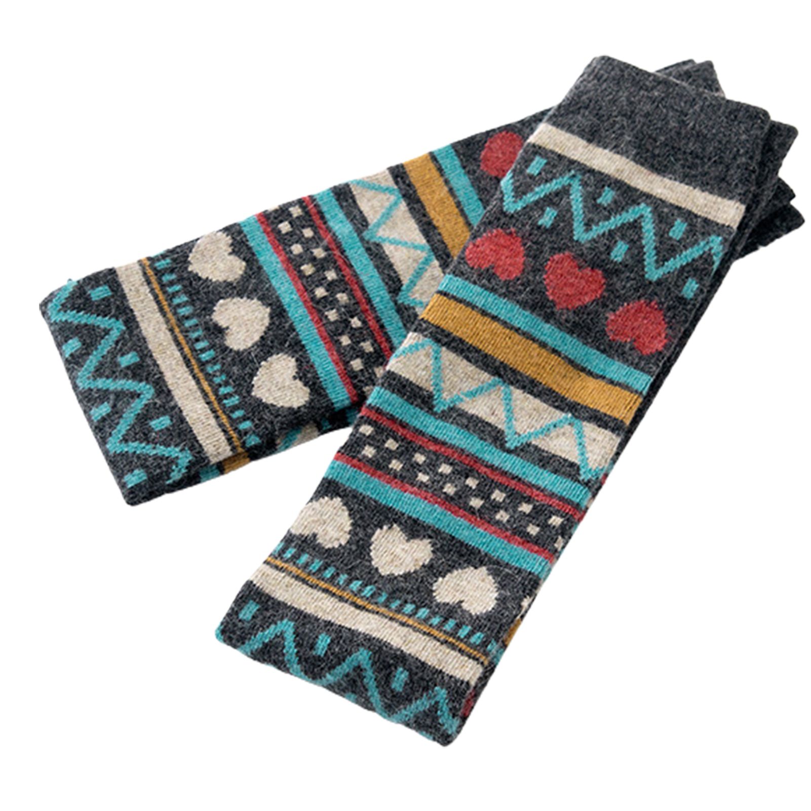 1 Pair Women Socks Unique Pattern Breathable Acrylic Fiber Lady Thigh High Socks Leg Warmer Stockings for Autumn