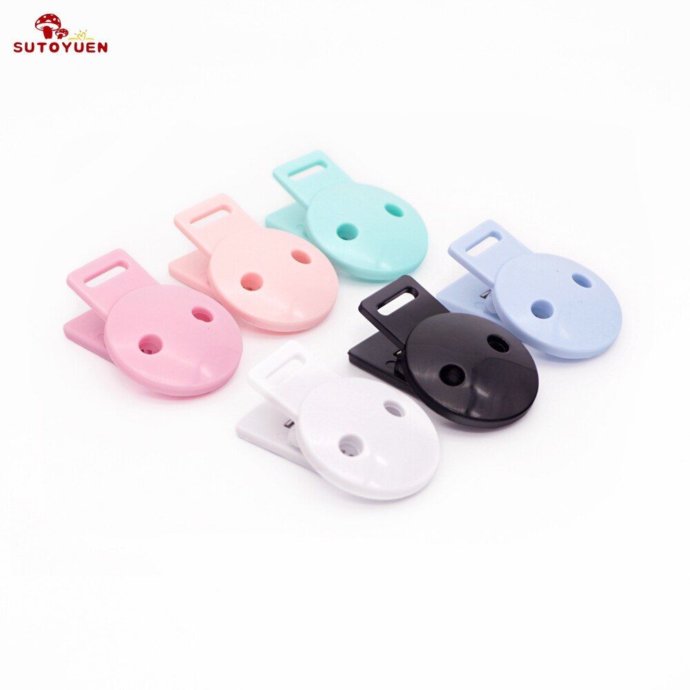 Sutoyuen 20pcs Round Head Pacifier Clips Soother Holder Clip DIY Beads Baby Dummy Chain Plastic Pacifier Clips Baby  Accessories