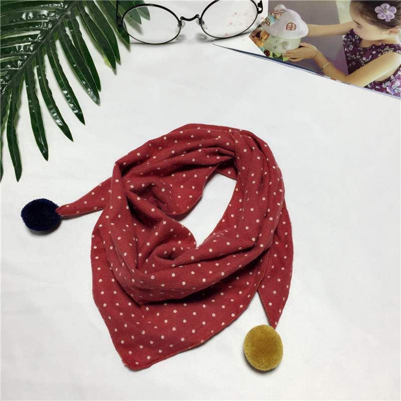 New Cotton Baby Scarf Cute Dot Pompom Baby Bibs Newborn Baby Girl Scarf Kids Girls Neck Collar Scarves