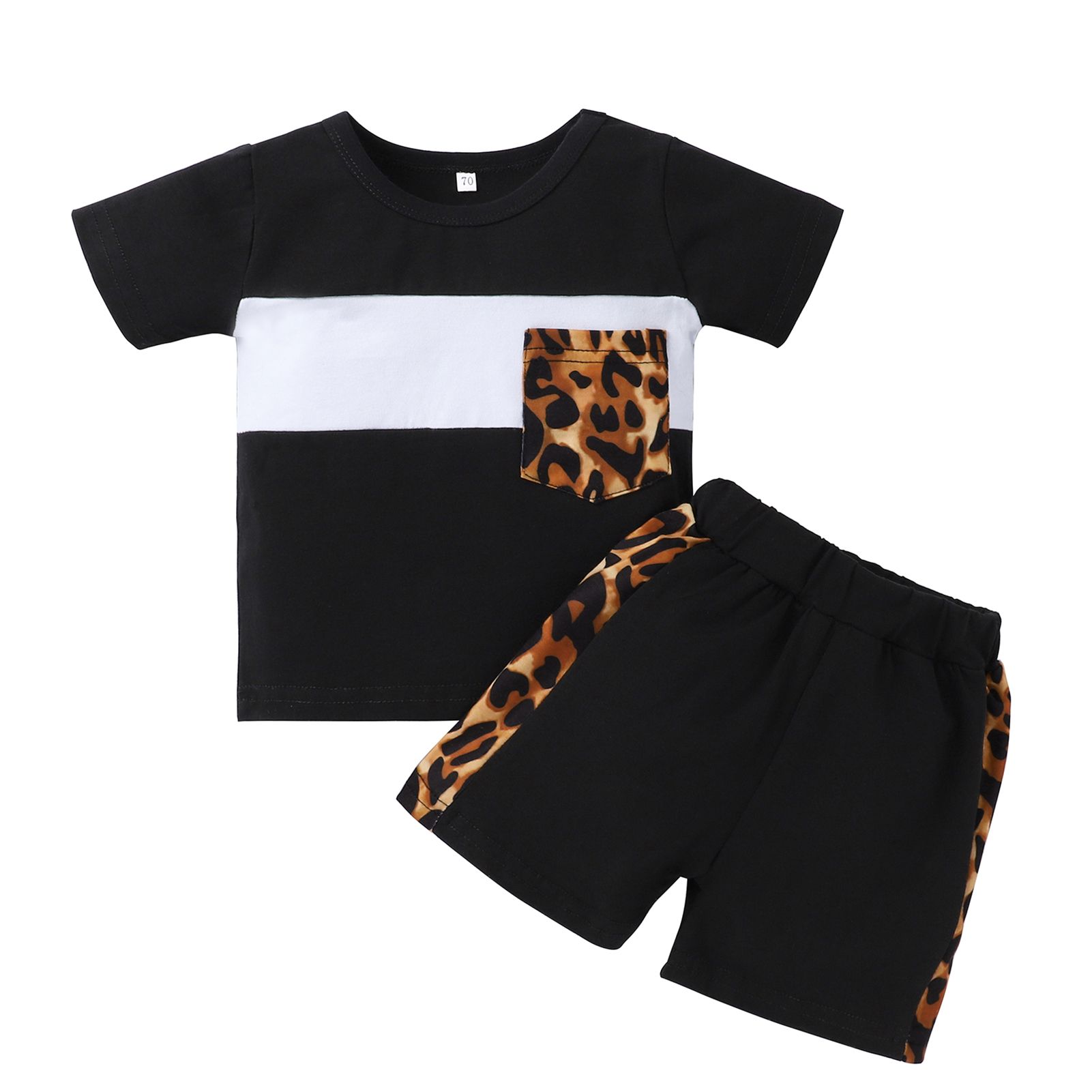 2Pcs/Set 0-24 Months Baby T-shirt Leopard Design Fashionable Cotton Girls T-shirt Pants Suit for Summer