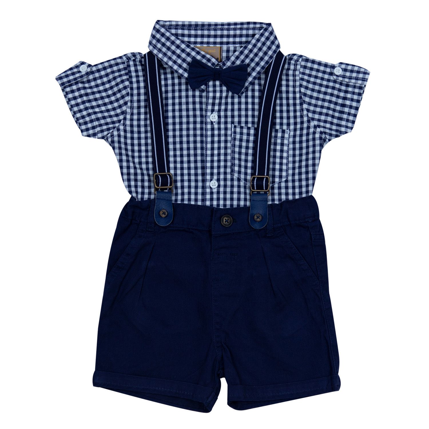 (HAVEit360) -PROMOTIONAL OFFER-UK Brand Stylist Baby Boys Party Dress Set (Shirt + Half Pant + Suspender + Bow Tie) For ( 0 Month - 5 Years)Baby Size