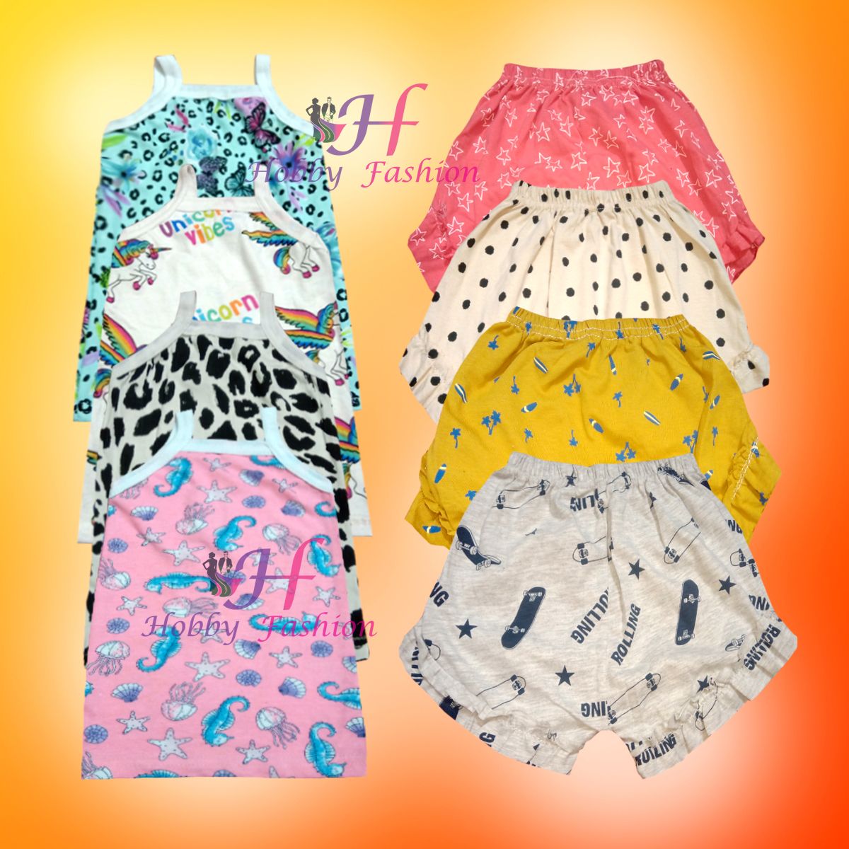 MultiColor 4 Pieces Tank Top and 4 Pieces pant for girls by any color