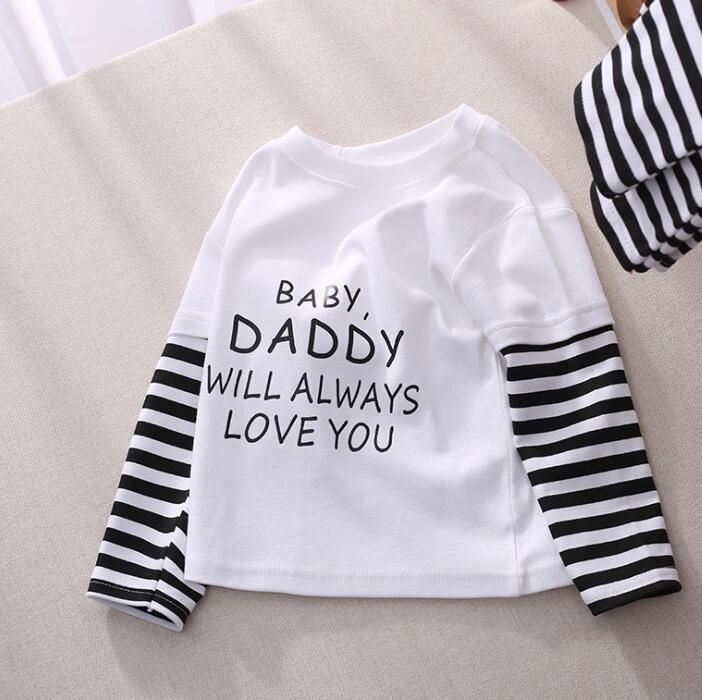 Children Kids Boys Girls T-shirt Cotton Long Sleeve Baby Tee Tops Casual Baby Striped Sport Tshirt Girls Cartoon Tee