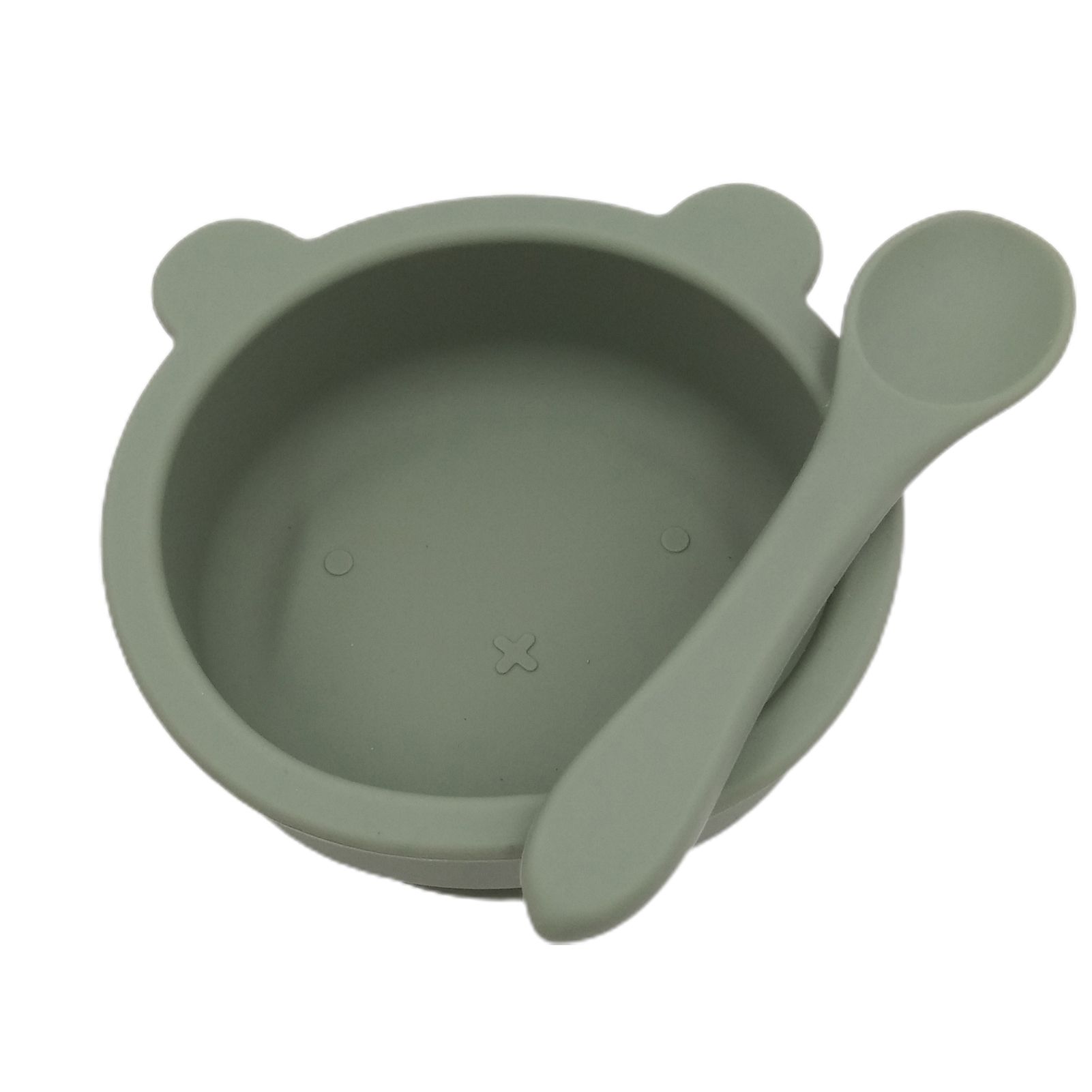 1 Set Feeding Bowl Adorable Fall Resistant Bear Shape Silicon Suction Bowl with Spoon for Home