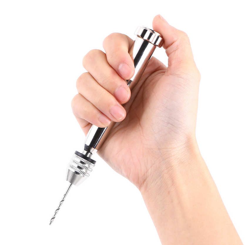 Silver Color 0.3mm-3.6mm Grasp Range Chuck Hand Twist Drill With 25HHS Bits Wood Drilling