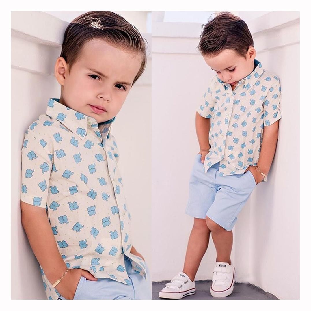 Baby Boy Summer Elephant Tops T-shirt Pants Shorts Outfits