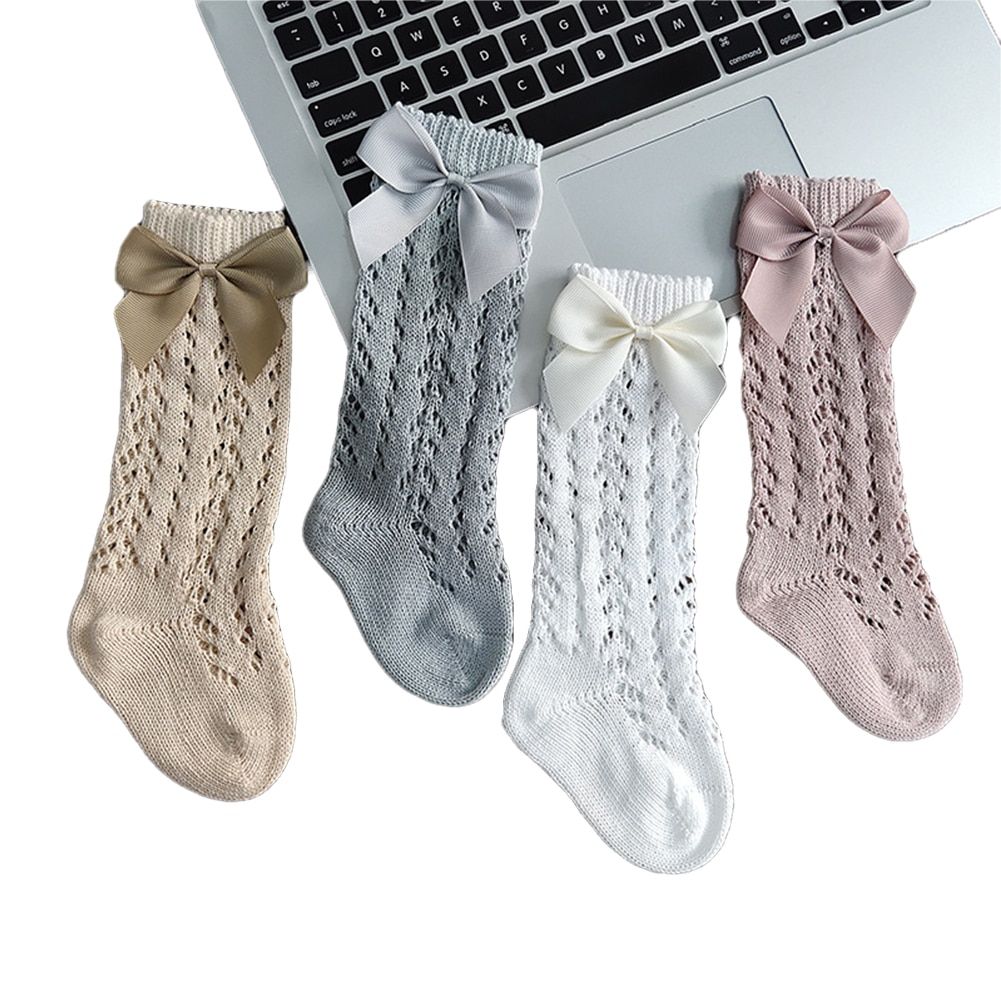 Baby Toddlers Girls Socks Solid Breathable Mesh Cotton Socks  Newborn Medium Tube 3/4 Knee High Spanish Style Socks for Girls