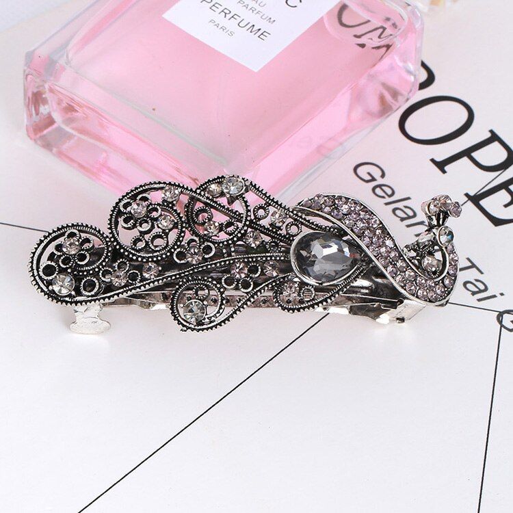 1PC Fashion New Large Alloy Crystal Ponytail Hair Clips Classic Retro Pop Spring Woman Hairpins Horizontal Clip Hair Accessories