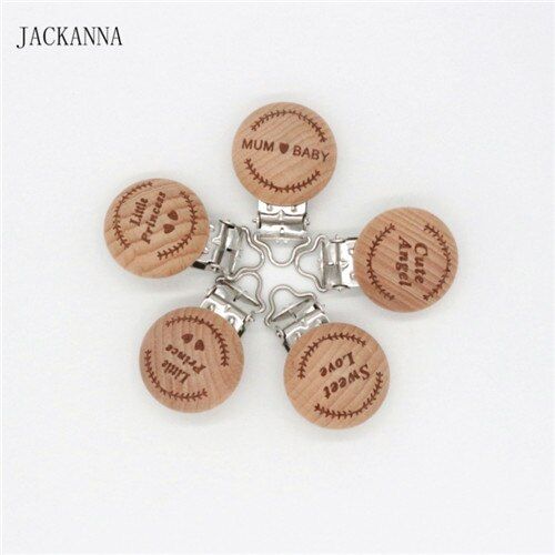 5PCS Natural Wood Baby Pacifier Clip Infant Dummy Clips DIY Baby Pacifier Chain Accessories Chemical Free Wooden Pacifier Holder