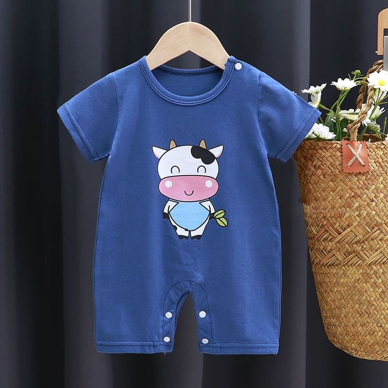 Children Boys Girls Body Jumpsuit Short Sleeve Clothing Set Cartoon Print Kids Romper