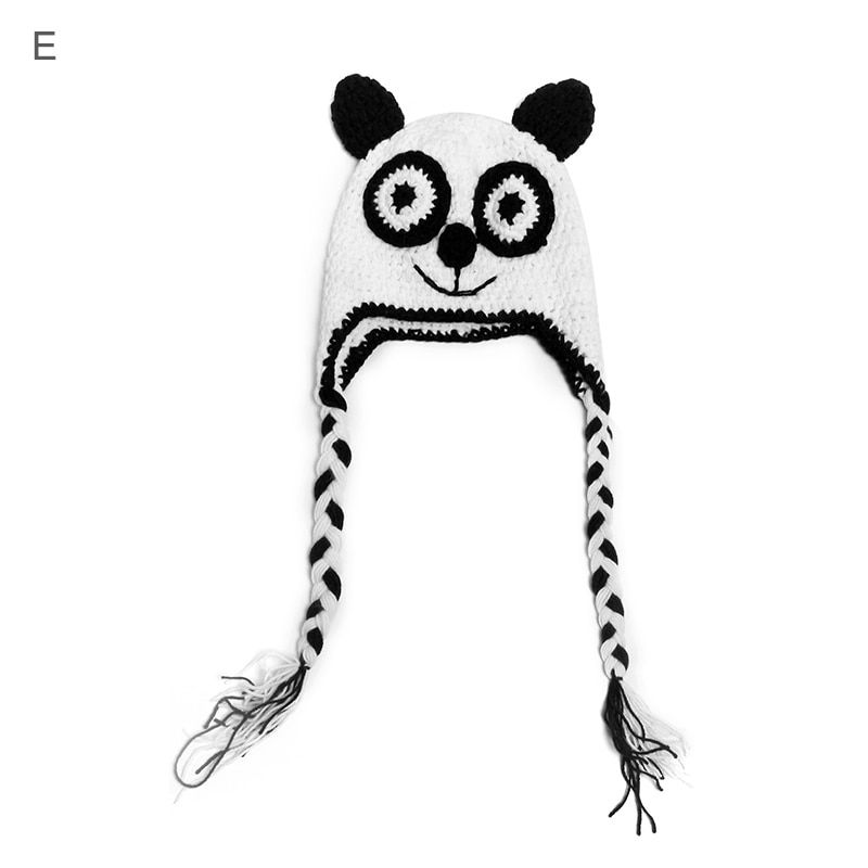 Newborn Winter Hat Photography Props Accessories Baby Cartoon Knitted Handmade Cap With Braid Animal Bebe Infant Photo Prop 0-3M
