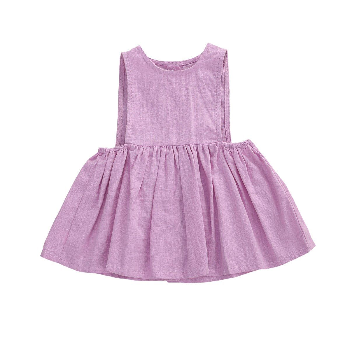 2020 Baby Summer Clothing Newborn Baby Girls Sleeveless Buttons Dress Cotton Linen Solid Fashion Dress for Kids Baby Girls