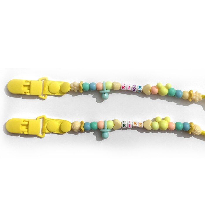 Baby Pacifier Clip Nipple Chain Colourful Beads Dummy Clip Baby Soother Holder High Quality BPA Free Kiss Baby Words