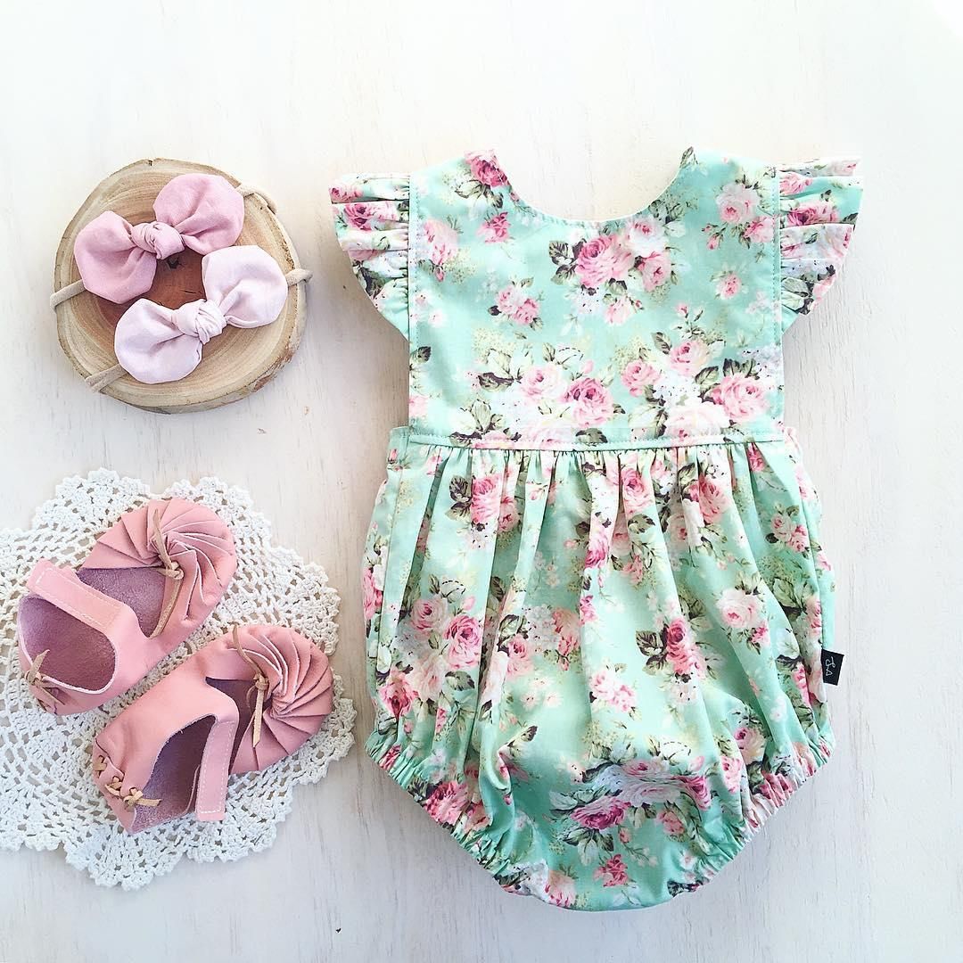 0-18M Baby Girls Summer Print Romper Jumpsuit Cotton Clothes