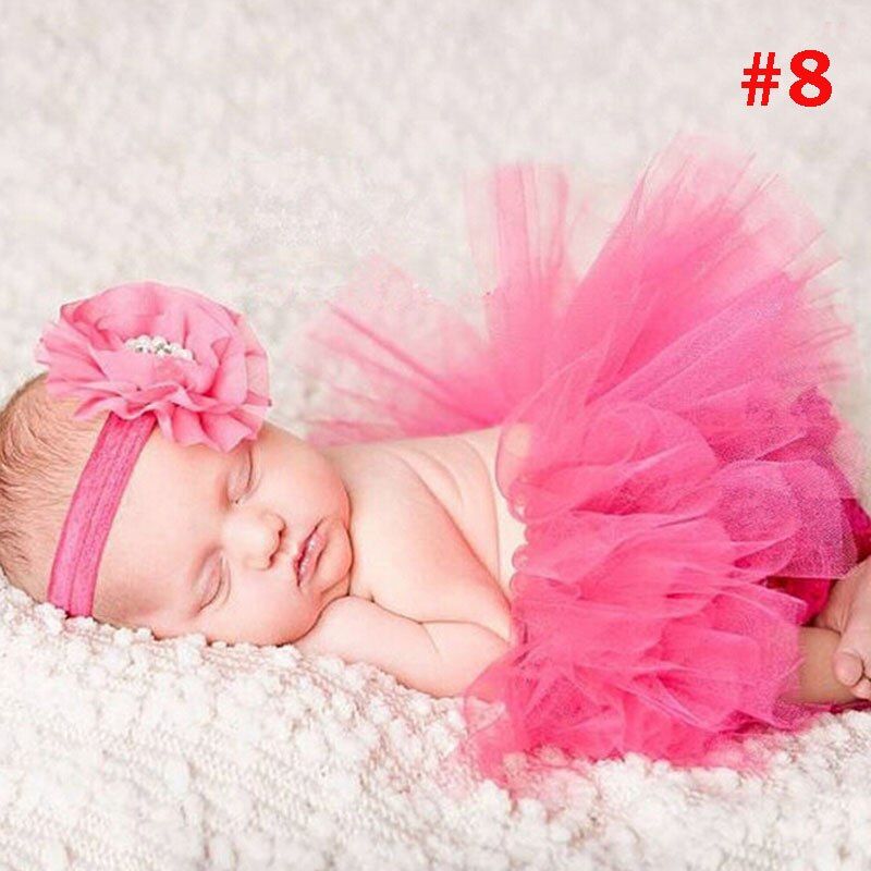 Antique Rose Pretty Baby Tutu and Flower Headband Newborn Photography Prop Infant Girl Tutus Birthday Tutu TS046