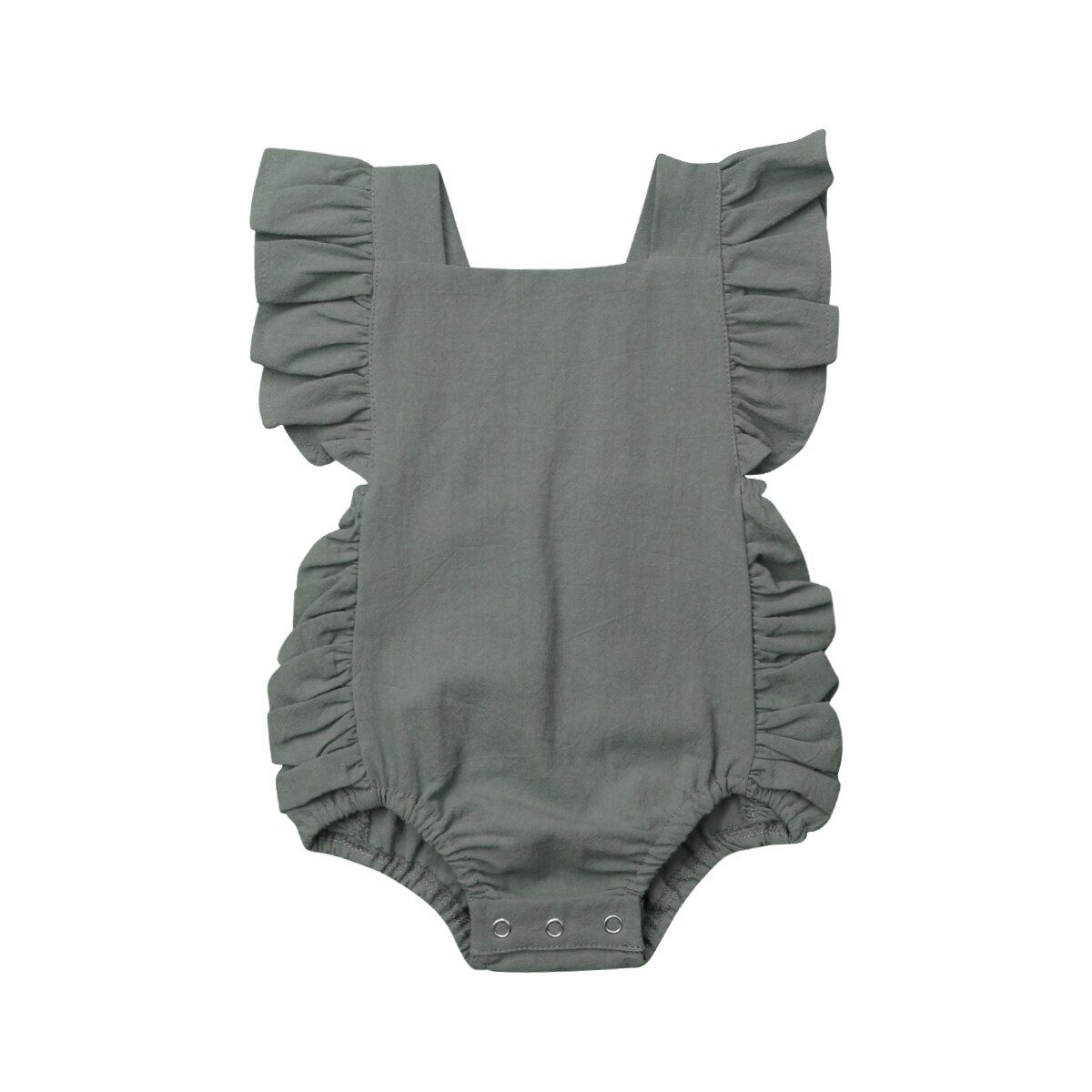 Newborn Baby Girls Clothes Sleeveless Ruffle Cotton Bodysuits Backless Jumpsuit Sunsuit Clothes