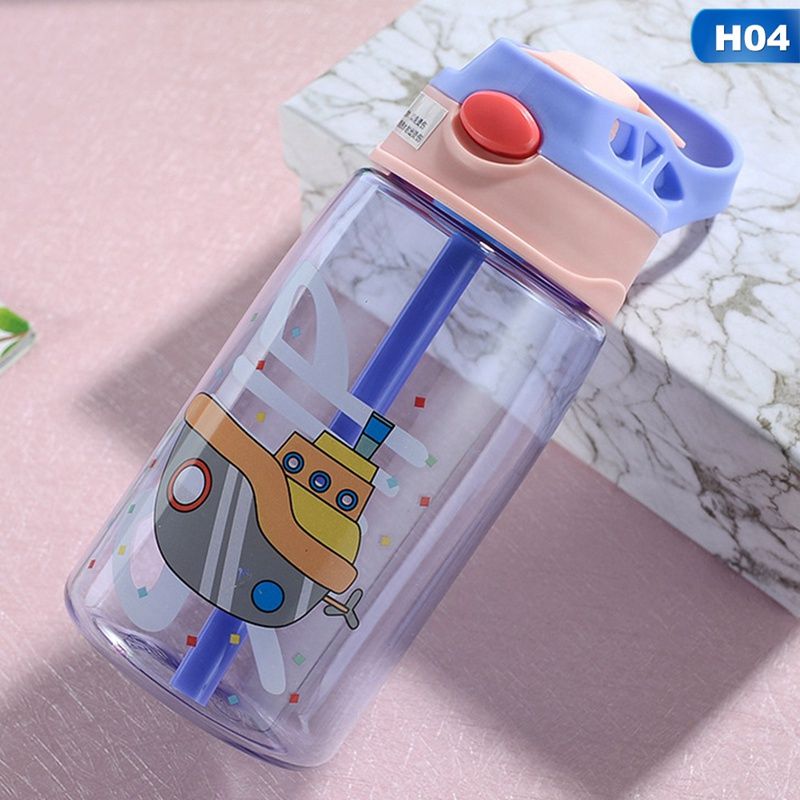 480ML Kids Water Cup Creative Cartoon Baby Feeding Cups With Straws Leakproof Water Bottles Outdoor Portable Children's CupsCups