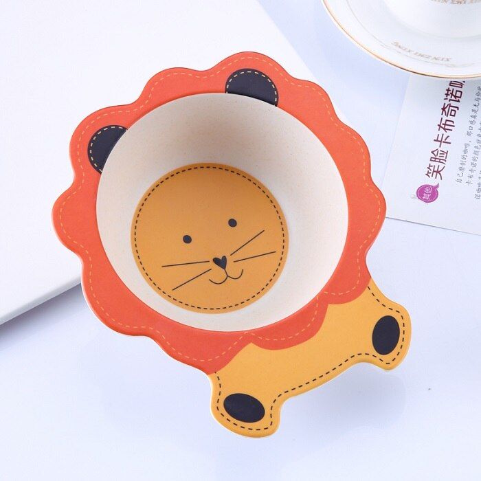 Solid Feeding Baby Food ECO Bamboo Tableware Non-slip Dinnerware for Feeding Baby Dishes Cartoon Children Kids Bamboo Plate
