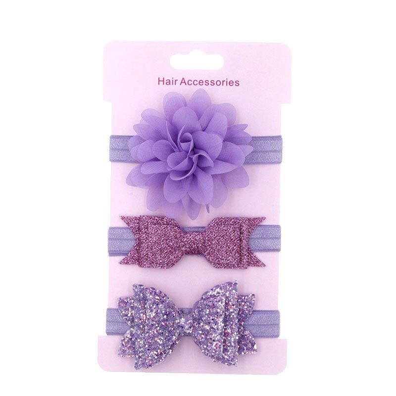 3Pcs/set Elastic Baby Headband Set For Girls Bow Soft Lace Flower Kids Headwear Solid Color Newborn Baby Hair Accessories