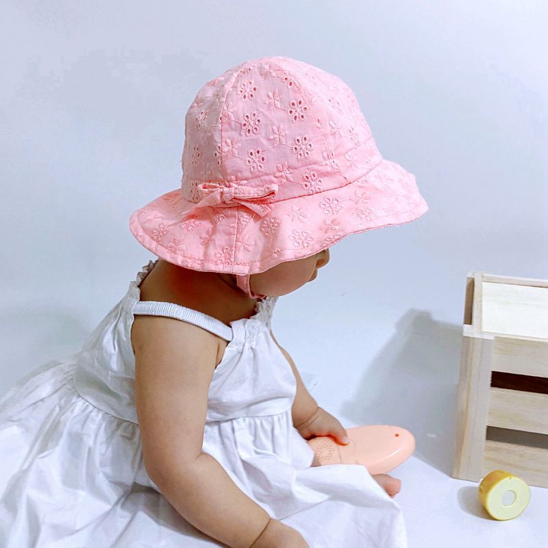Summer Baby Girls Sun Hat Cotton Baby Hat Kids Child Cap Bowknot Flower Print Bucket Hat Double Sided Can Wear,Gorros Infantiles