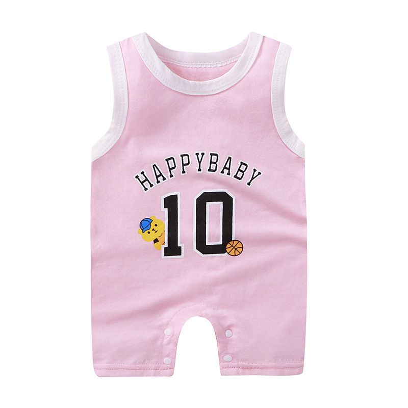 0-12months Sleeveless Baby Infant Romper Sport Style Printing Cotton Soft Basketball NO.10 Jumpsuit Baby One Piece