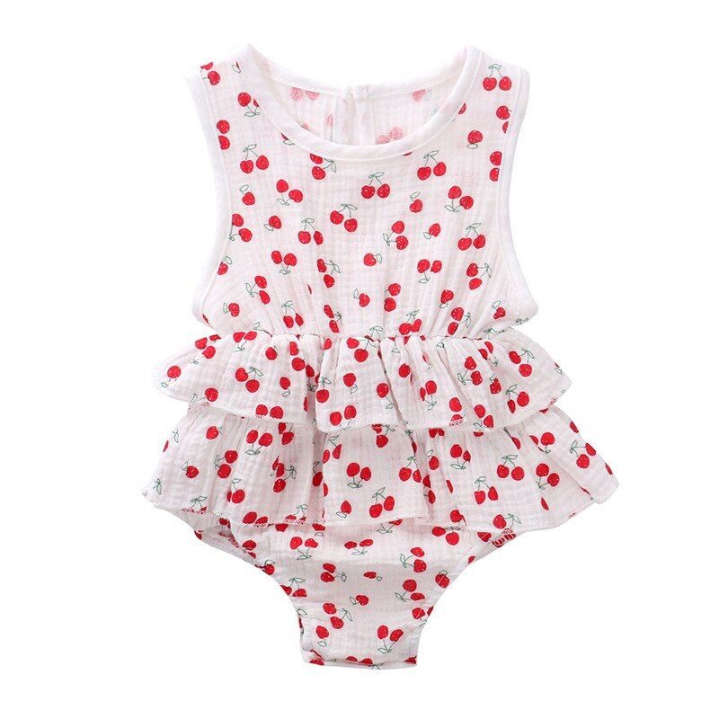 Summer Baby Girls Romper Princess Newborn Baby Girls Sleeveless Cactus Print Rompers Jumpsuit Tutu Skirts Baby Cotton Clothes