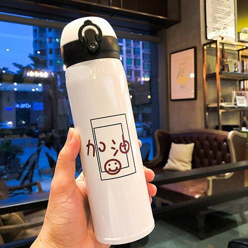 350ml/ 500ml Cute Cow Character Vacuum Cup Adult Children Stainless Steel Thermos Cup Portable Insulating Cup Daily Water Bottle