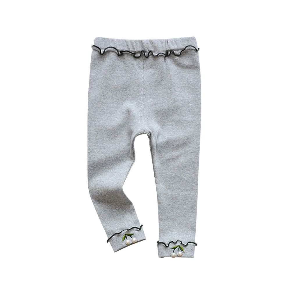GC Baby Girls Pearl Leggings  Pants Cropped Trousers Stretch Soft Cotton Breathable Ankle Length Footless Tights With Ruffle color