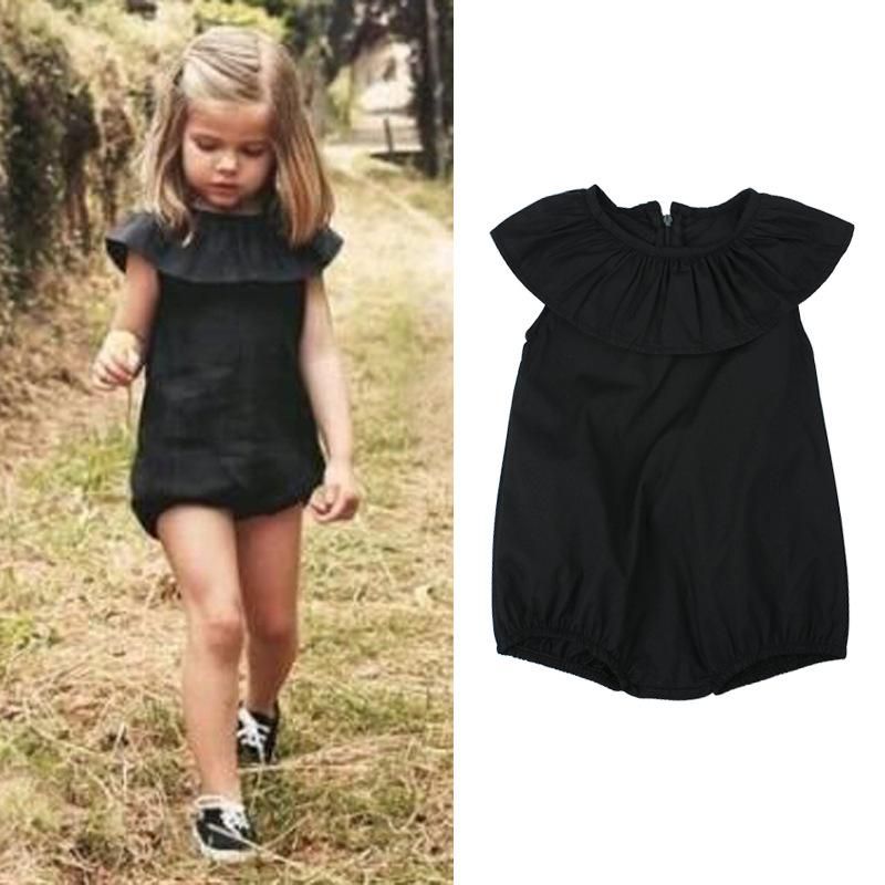 Children'S Summer New Pure Black Lotus-Edge Sleeves Crawling In Harry Girl Instagram  Baby Girl Clothes Kids Fortnite Toddler Skirt Shorts  Panda Spiderman