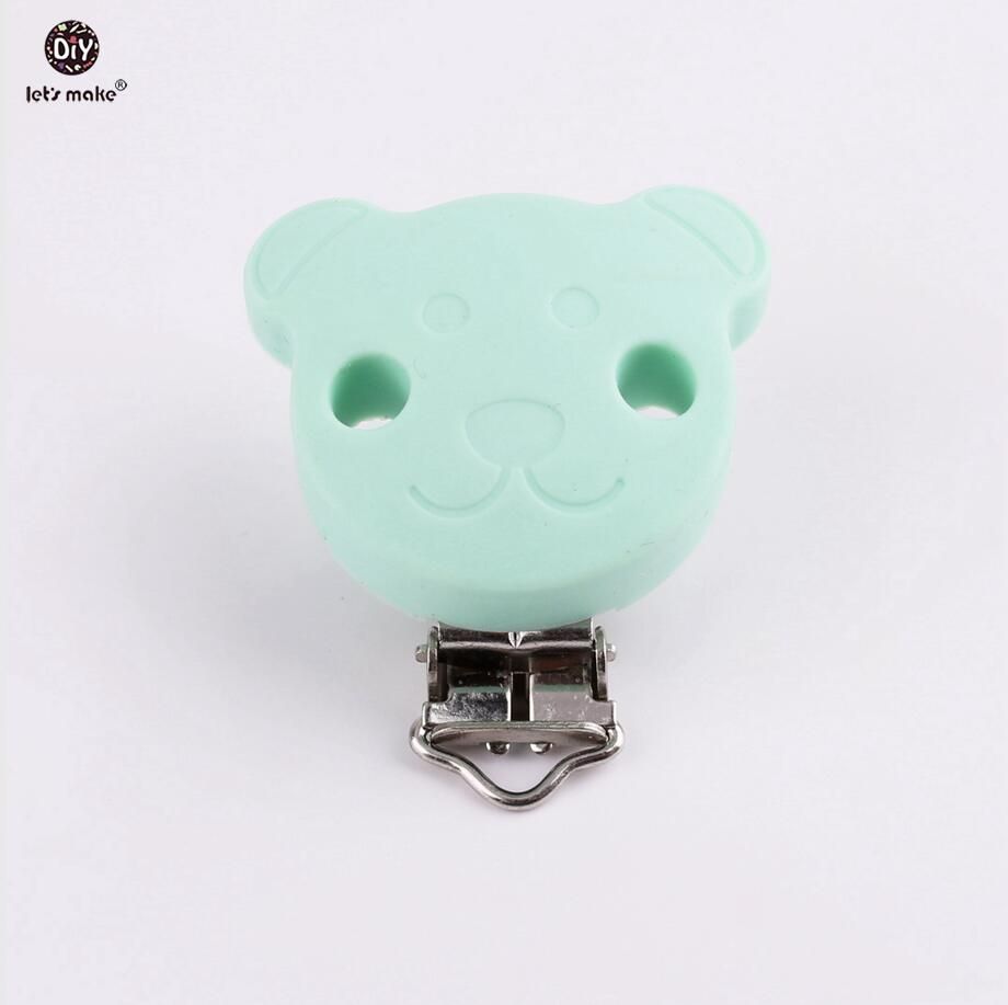 Let's make Candy Blue Silicone Cartoon Bear Clips BPA Free DIY Pacifier Clip Chains Baby Nursing DIY Accessories Of Dummy Clip