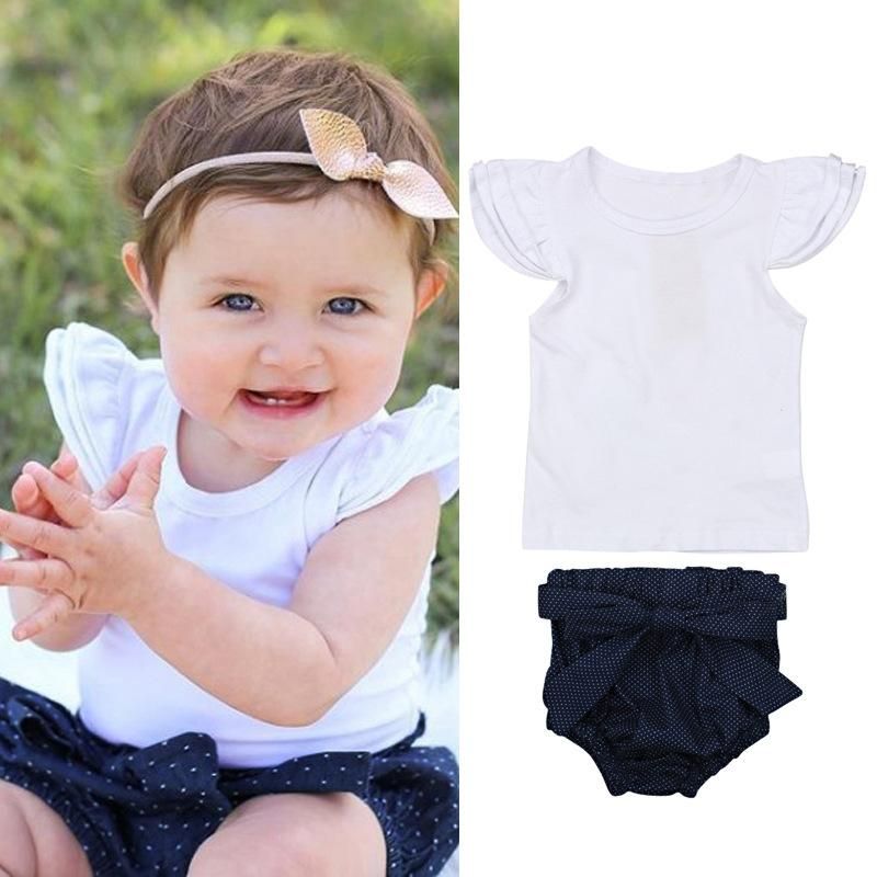 Children'S Summer Girls Sleeveless Pure White Top + Dot Shorts Two Pieces Children'S Clothing Instagram Baby Girl Clothes Kids Fortnite Toddler Skirt Shorts  Panda Spiderman