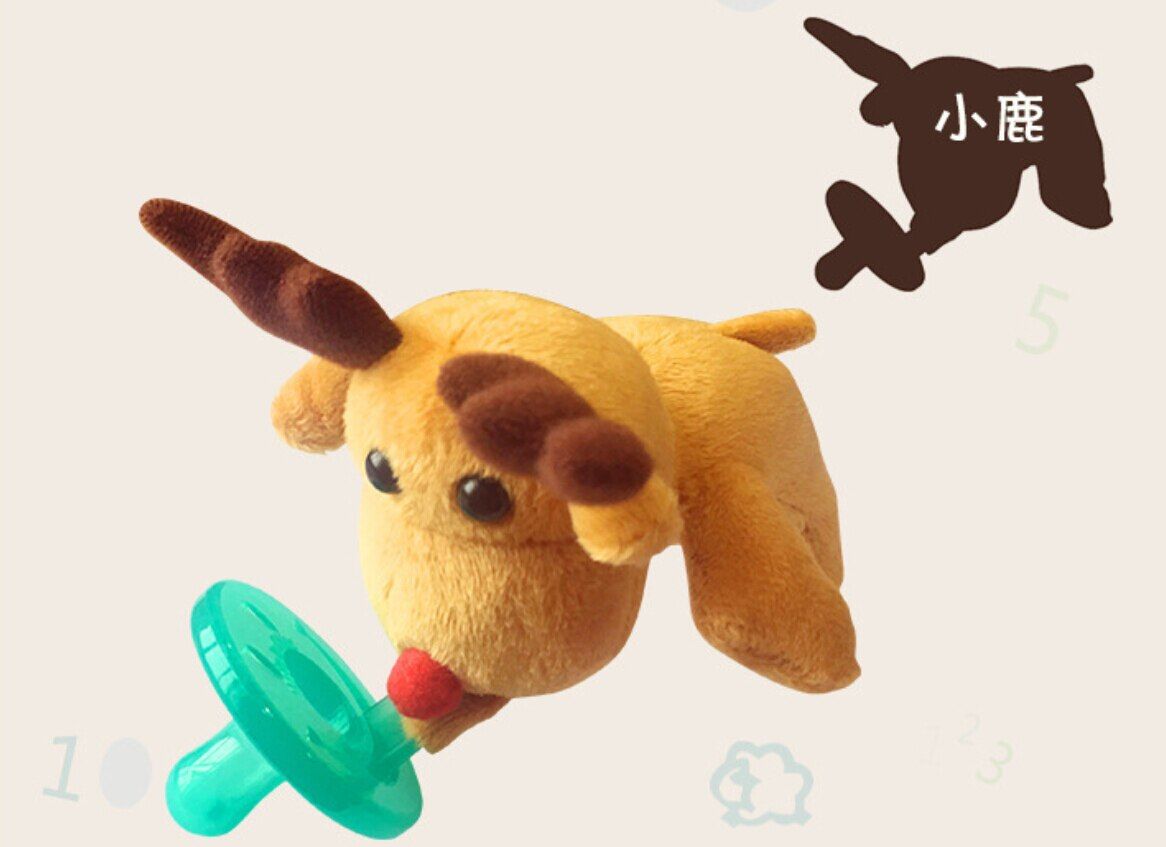Emmababy Cartoon Infant Baby Silicone Pacifiers With Plush Animal Toy Doll Baby Nipple 9 Colors
