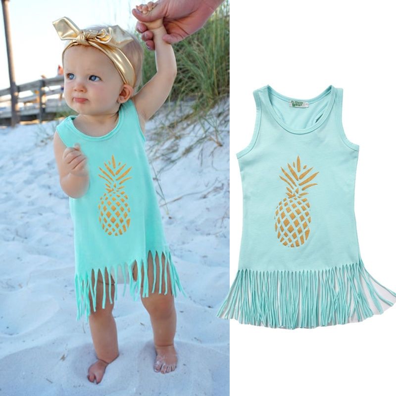 2021 Baby Clothing Dress Toddler Kids Infant Baby Girls Dress Sleeveless Cotton Tassel Party Dresses Summer Sundress