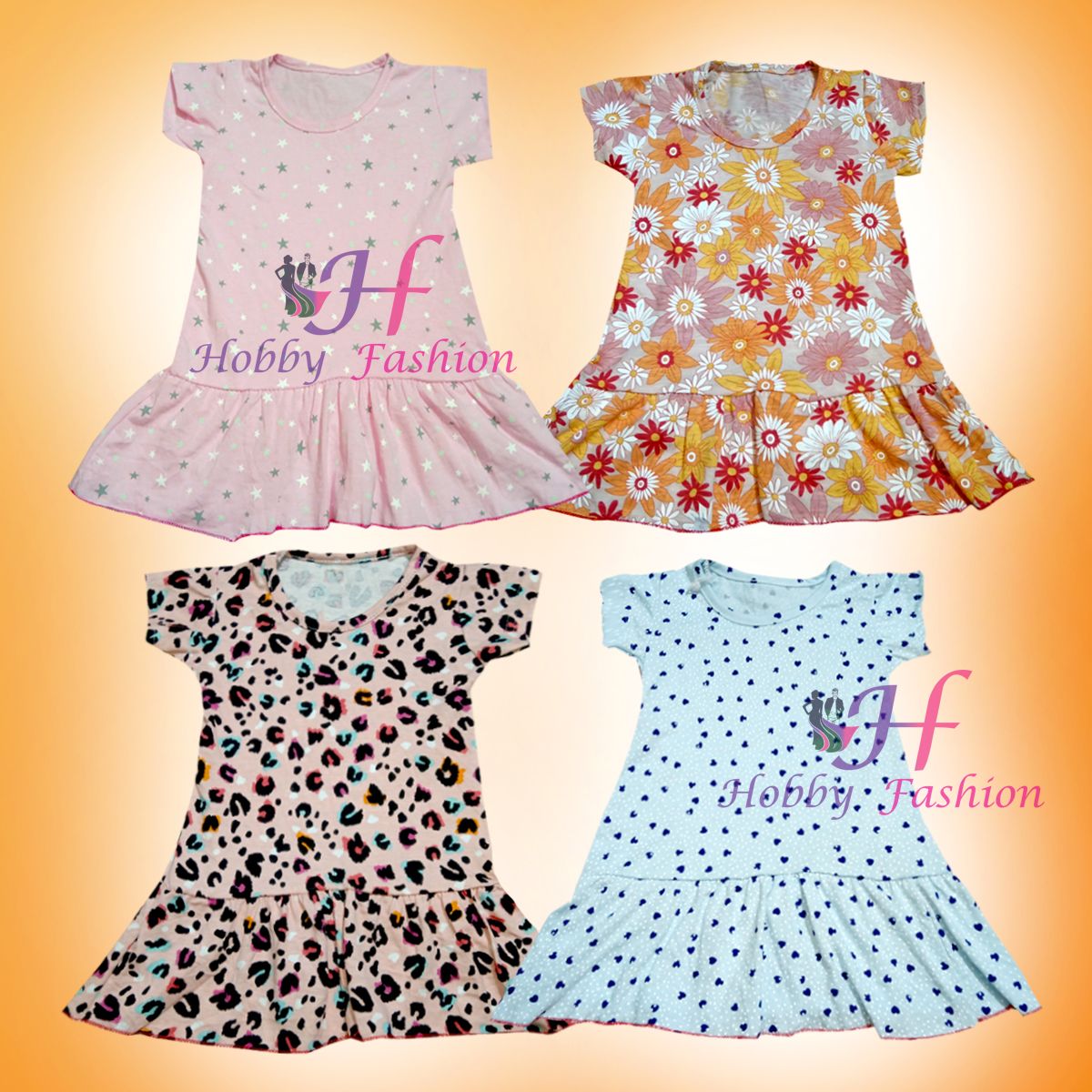 4 Pieces Multicolor Frock For Girls Any color