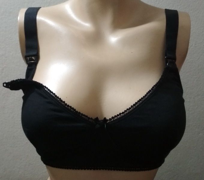 Maternity Non Padded Nursing Bra Cotton Mother Bra for Women Black Color