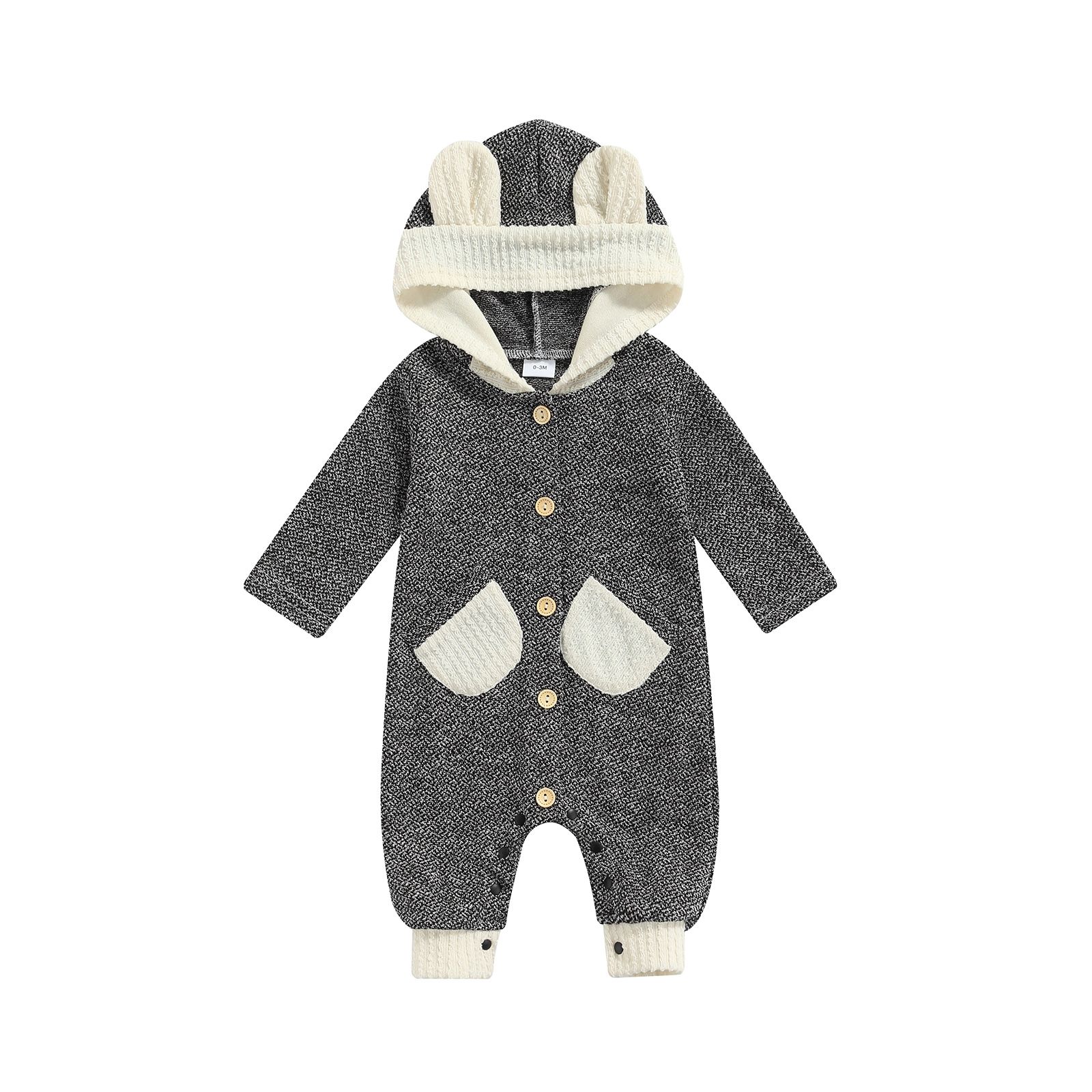 Toddler Baby Autumn Winter Jumpsuit Solid Color Long Sleeve Single Romper