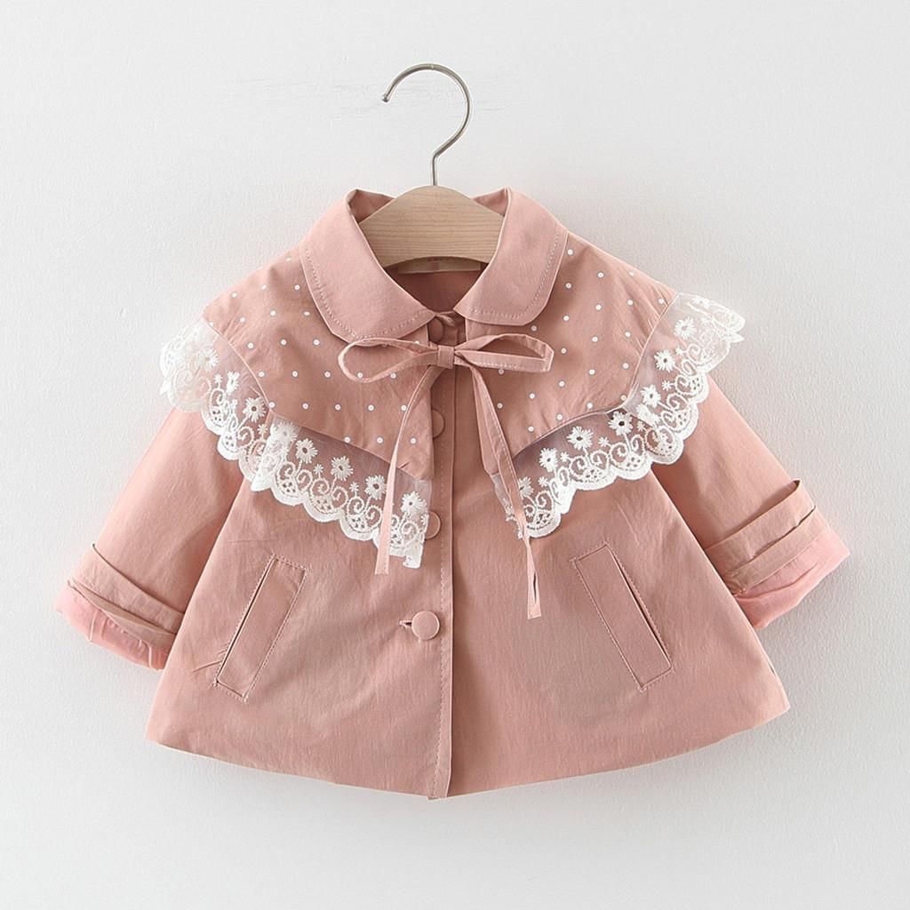 ✫Good Quality✫ Toddler Baby Kids Girls Solid Lace Ruffles Windproof Coat Outwear Casual Clothes