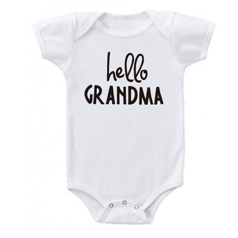 Shirerty Hello Grandma&Grandpa Onesie Cotton Newborn Baby Boy Girl Romper Funny Letter Jumpsuit Outfits Clothes 0-24M