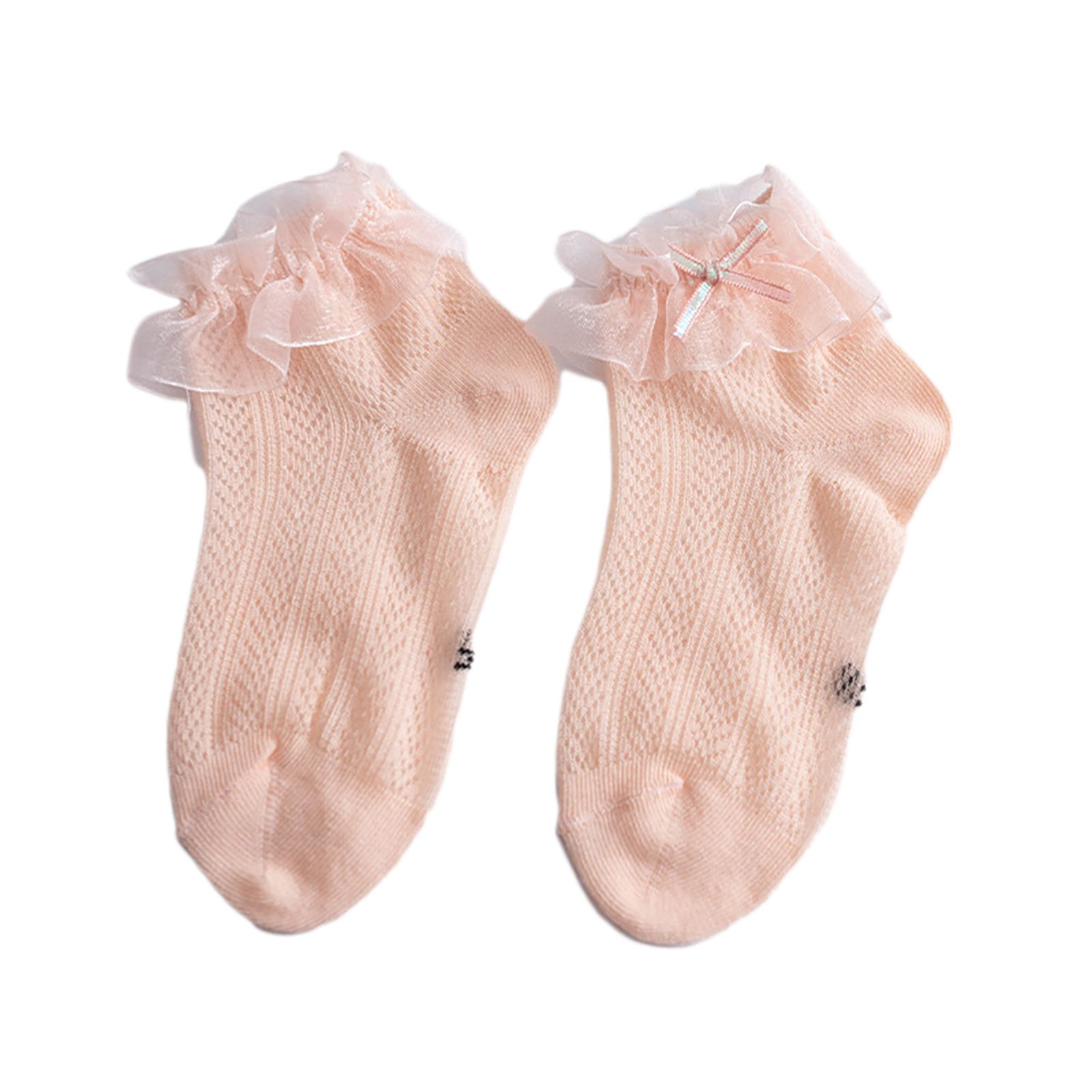1 Pair Lace Socks Mesh Design Anti-skid Cotton Baby Girl Ruffle Socks for Dancing